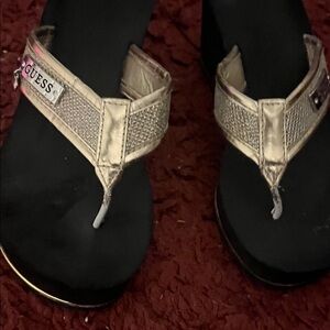 Guess Women's Black and Gold Sandals